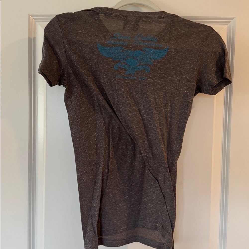 Harley-Davidson Charcoal Tee with Flag Design - Picture 4 of 5